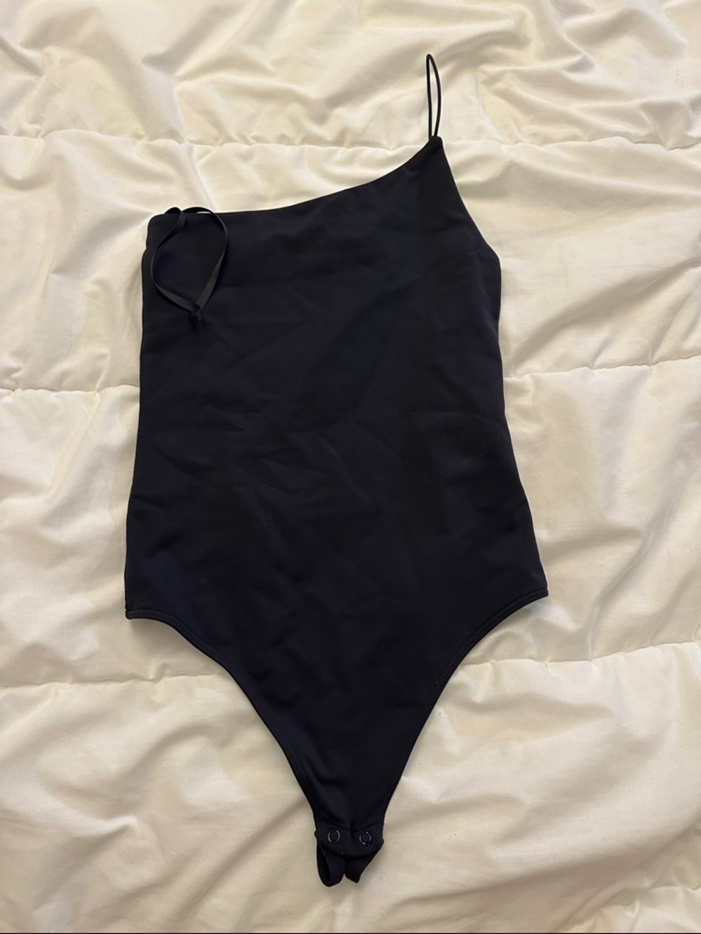 Aritzia Black Asymmetrical Strap Bodysuit